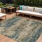Homeroots 10' X 14' Teal Blue And Beige Abstract Washable Indoor Outdoor Area Rug 630944 - alternate 1