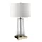 Homeroots 27" Brass and Clear Metal and Glass Table Lamp With White Drum Shade 524276 - alternate 1