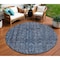 Homeroots 8' Blue And Black Round Damask Washable Indoor Outdoor Area Rug 605087 - alternate 1