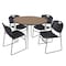 Regency Round Kahlo Breakroom Table W/ 4 Zeng Stack Chairs, 48 in W, 48 in L, Noble Oak TPL48RNDNOCM44BK - alternate 1