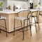 Leisuremod Ervilla Wicker Bar Stool with Fabric Seat and Black Powder Coated Steel Frame, Beige, 2PK EBBL-31BG2 - alternate 8