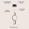 Jonathan Y Loop 7.8 in. Adjustable Integrated LED Metal Ring Pendant, Black JYL7210A - alternate 11