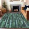 Homeroots 10' X 14' Sage Teal Blue And Emerald Striped Washable Indoor Outdoor Area Rug 608975 - alternate 9