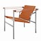 Homeroots 24" Terra Cotta and Silver Faux Leather and Stainless Adjustable Back Arm Chair 667639 - alternate 1
