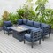 Leisuremod Chelsea 7-Piece Patio Sectional And Fire Pit Table Black Aluminum With Blue Cushions CSFBL-7BU - alternate 9