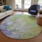 Homeroots 8' Artichoke Green Purple And Lilac Round Abstract Washable Indoor Outdoor Area Rug 582148 - alternate 6