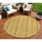 Homeroots 8' Gold And Copper Round Striped Washable Indoor Outdoor Area Rug 615057 - alternate 1
