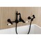 Kingston Brass Two-Handle Wall Mount Bridge Kitchen Faucet with Brass Sprayer, Matte Black KS2440PLBS - alternate 5