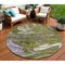 Homeroots 8' Olive Green Purple And Beige Round Abstract Washable Indoor Outdoor Area Rug 602649 - alternate 1