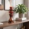Homeroots 20" Bronze Brown And Red Floral Polyresin Tabletop Pillar Candle Holder With Candle 468328 - alternate 5