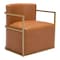 Homeroots 27" Brown And Gold Faux Leather And Faux Leather Arm Chair 556474 - alternate 7