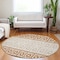 Homeroots 8' Orange Beige And Ivory Round Geometric Washable Indoor Outdoor Area Rug 613863 - alternate 9