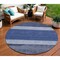 Homeroots 8' Navy Blue Sky Blue And Charcoal Round Abstract Washable Indoor Outdoor Area Rug 615280 - alternate 1