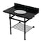 Kingston Brass 36" Black Granite Console Sink with Brass Legs and Shelf, 8-Inch, 3-Hole, Black Granite/Matte Black KVPK3630KBB0 - alternate 1