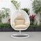 Leisuremod White Wicker Hanging Egg Swing Chair with Taupe Cushions ESCW-40TP - alternate 9