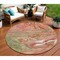 Homeroots 8' Coral Green And Ivory Round Abstract Washable Indoor Outdoor Area Rug 602619 - alternate 1