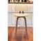 Homeroots 30" Cream And Wood Brown Faux Leather Swivel Low Back Bar Height Bar Chair 534436 - alternate 1
