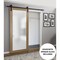 Sartodoors Sturdy Barn Door Frosted Tempered Glass Planum 2102 Black Solid Core Modern Interior PLANUM2102BD-B-HA-18 - alternate 1