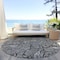 Homeroots 8' Black And Ivory Round Floral Washable Indoor Outdoor Area Rug 594607 - alternate 7
