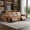 Homeroots 104" Chestnut Top Grain Leather Reclining Metal USB Sofa 720387 - alternate 8