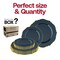 Smarty Had A Party Navy w/Gold Rim Round Blossom Plastic Dinnerware  Set (120 Dinner Plates+120 Salad Plates), 240PK 4840NG-VP-CASE - alternate 8