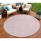 Homeroots 8' Pink And Ivory Round Geometric Washable Indoor Outdoor Area Rug 614769 - alternate 1