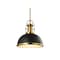 Jonathan Y Homer 13" 1-Light Modern Industrial Metal LED Dome Pendant, Black/Brass Gold JYL9536A - alternate 1