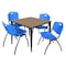 Regency Square Kahlo Breakroom Table W/ 4 M Stack Chairs, 42 in W, 42 in L, Noble Oak TPL4242NOBK47BE - alternate 1