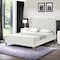 Homeroots Cream Solid Wood Queen Tufted Upholstered Linen Bed 544879 - alternate 8