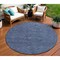 Homeroots 8' Navy Blue And Charcoal Round Floral Washable Indoor Outdoor Area Rug 604230 - alternate 1