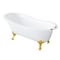 Kingston Brass 67" Cast Iron Oval Single Slipper Clawfoot Tub, 7" Faucet Drillings, White/Brushed Brass VCT7D673122ZB7 - alternate 1