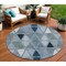 Homeroots 8' Denim Blue And Sky Blue Round Geometric Washable Indoor Outdoor Area Rug 583024 - alternate 1