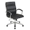 We'Re It Liberty Series Modern Ribbed Mid-Back Upholstered Executive Chair in Black Vinyl with Chrome Frame OFD6350-MBLK - alternate 1