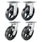Hyw Products Heavy Duty Caster Set 8in Rubber on Cast Iron Wheels, 2 Rigid & 2 Swivel, 4PK 40-80R-A1-RC-2,40-80S-A1-RC-2 - alternate 1