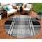 Homeroots 8' Black Gold And Gray Round Plaid Washable Indoor Outdoor Area Rug 596311 - alternate 1