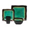 Homeroots Green and Black Sixteen Piece Square Abstract Ceramic Service For Four Dinnerware Set 534531 - alternate 8