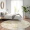 Homeroots 8' Ivory Green And Tan Round Floral Washable Indoor Outdoor Area Rug 605213 - alternate 8