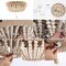 Jonathan Y Justina Wood Bead 14" 2-Light Farmhouse Bohemian Iron LED Flush Mount, Light Taupe/Chrome JYL1307A - alternate 11
