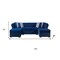 Homeroots Blue Velvet U Shaped Three Piece Sofa and Chaise Sectional With Toss Pillows 643891 - alternate 6
