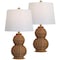 Jonathan Y Millie 23" Modern Coastal Woven Rattan Gourd LED Table Lamp, Dark Brown, 2PK JYL5704A-SET2 - alternate 1
