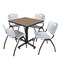 Regency Square Kobe Breakroom Table W/ 4 M Stack Chairs, 30 in W, 30 in L, Noble Oak TKB3030NO47GY - alternate 1