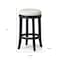 Homeroots 26" White and Black Fabric and Solid Wood Backless Counter Height Swivel Bar Chair 632412 - alternate 5