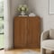 Homeroots 31in Walnut Wood Corner Accent Cabinet With Two Doors 719678 - alternate 4