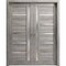 Sartodoors Sliding French Double Pocket Doors Frosted Glass Grey 48x96 (2* 24x96) Solid Core Modern Interior QUADRO4088DP-NEB-4896 - alternate 1