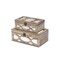Homeroots Set of Two Natural And White Solid Wood And Mirrored Glass Box With Lid, 2PK 489397 - alternate 1