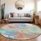 Homeroots 8' Coral Teal Blue And Mint Green Round Abstract Washable Indoor Outdoor Area Rug 618540 - alternate 7
