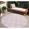 Homeroots 8' Pink And Gray Round Plaid Washable Indoor Outdoor Area Rug 595423 - alternate 1