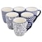 Elama Declan 6 Piece 12 Ounce Assorted Design Stoneware Mug Set in Blue and White ELM-DECLAN - alternate 1