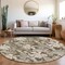 Homeroots 8' Brown Beige And Olive Green Round Botanical Leaves Washable Indoor Outdoor Area Rug 618396 - alternate 7