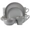 Gibson Home Rockaway 16 Piece Stoneware Gold Rimmed Dinnerware Set in Grey 127317.16R - alternate 1